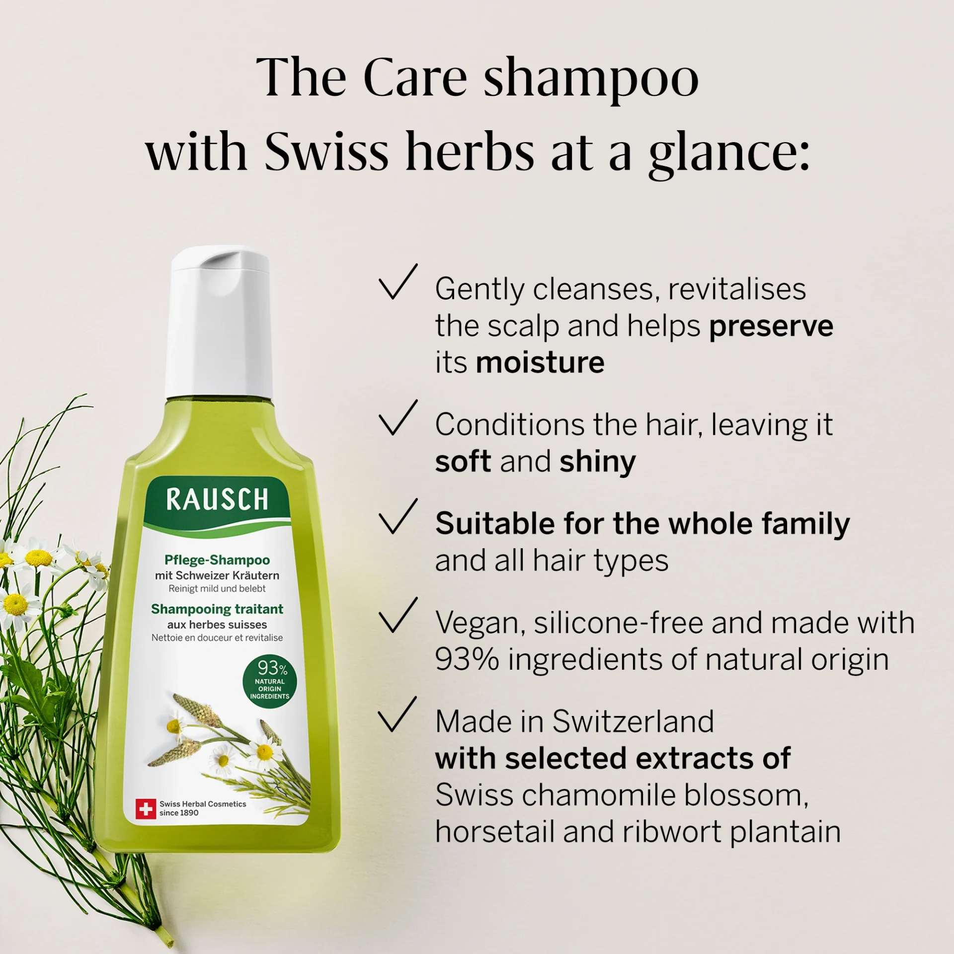 Rausch Swiss Herbal Care Shampoo for Healthy Hair 200ml - Image 3