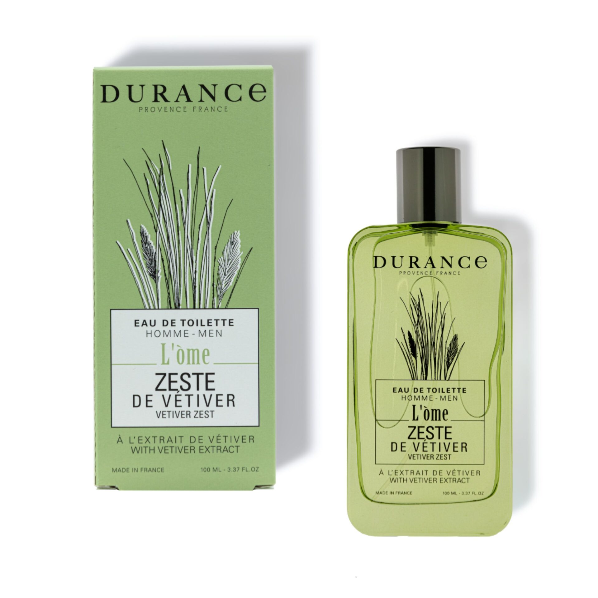 Durance Eau De Toilette Vetiver Zest 100ml front side