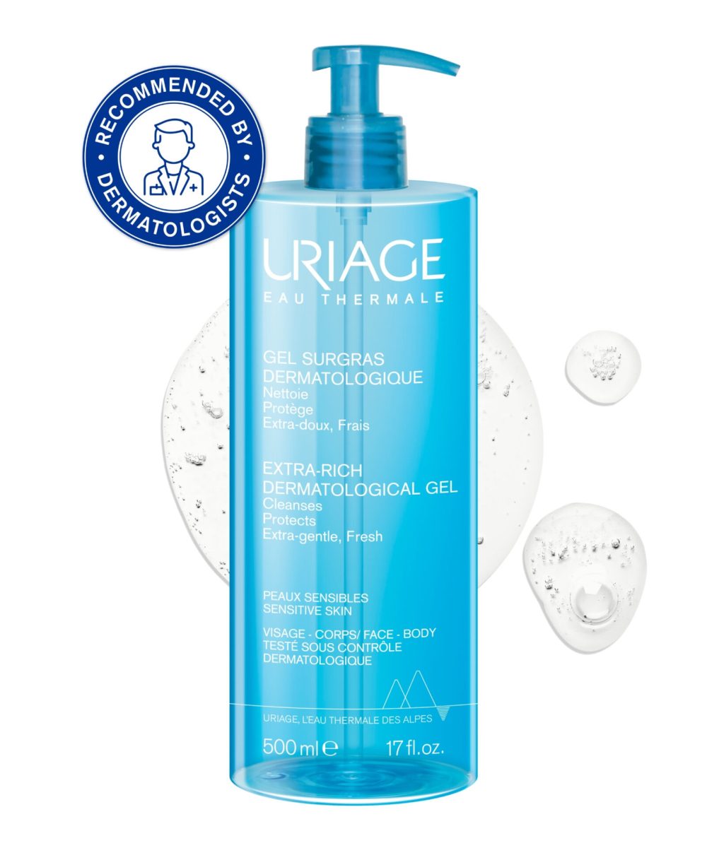 Uriage Extra Rich Dermo Foaming Cleansing Gel 500ml – Gentle Hydrating Cleanser for Sensitive & Dry Skin