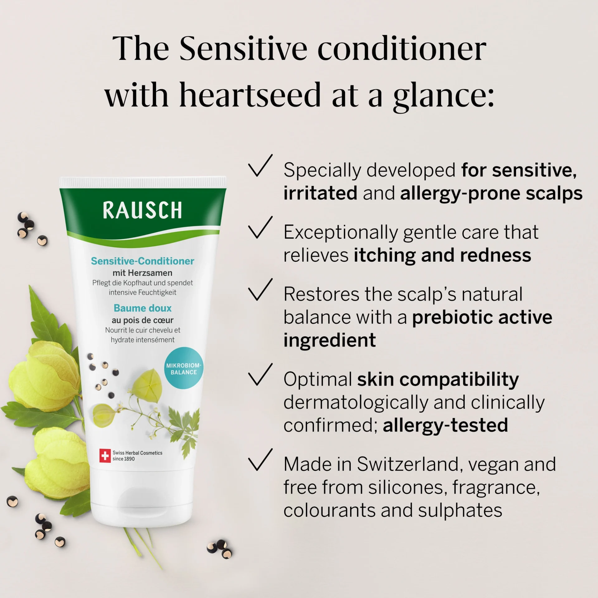 Rausch Heartseed Sensitive Conditioner for Irritated Scalp 150ml - Image 3