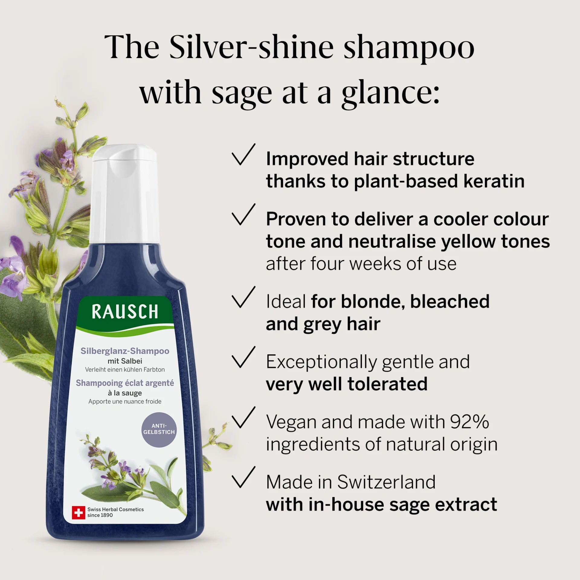Rausch Sage Silver Shine Rinse Shampoo 200ml - Image 4