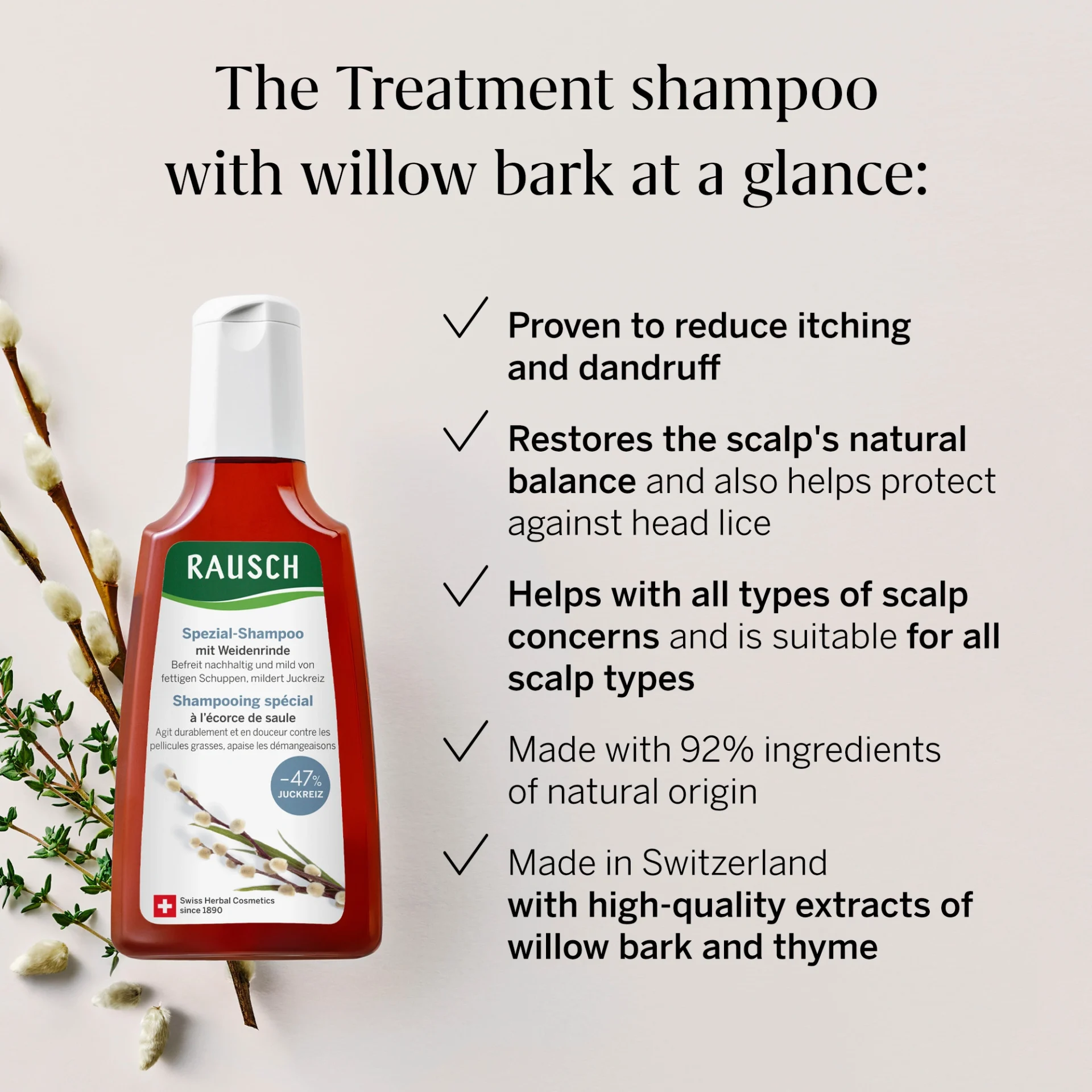 Rausch Willow Bark Shampoo for Scalp & Hair – 200ml - Image 3