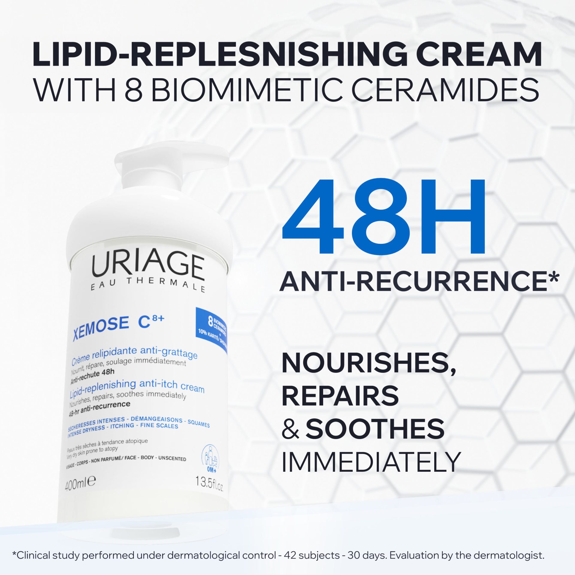 XEMOSE C8+ LIPID REPLENISHING ANTI ITCH CREAM 400ML How